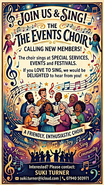 Image of Poster seeking New Members of the Events Choir Image of Poster seeking New Members of the Events Choir